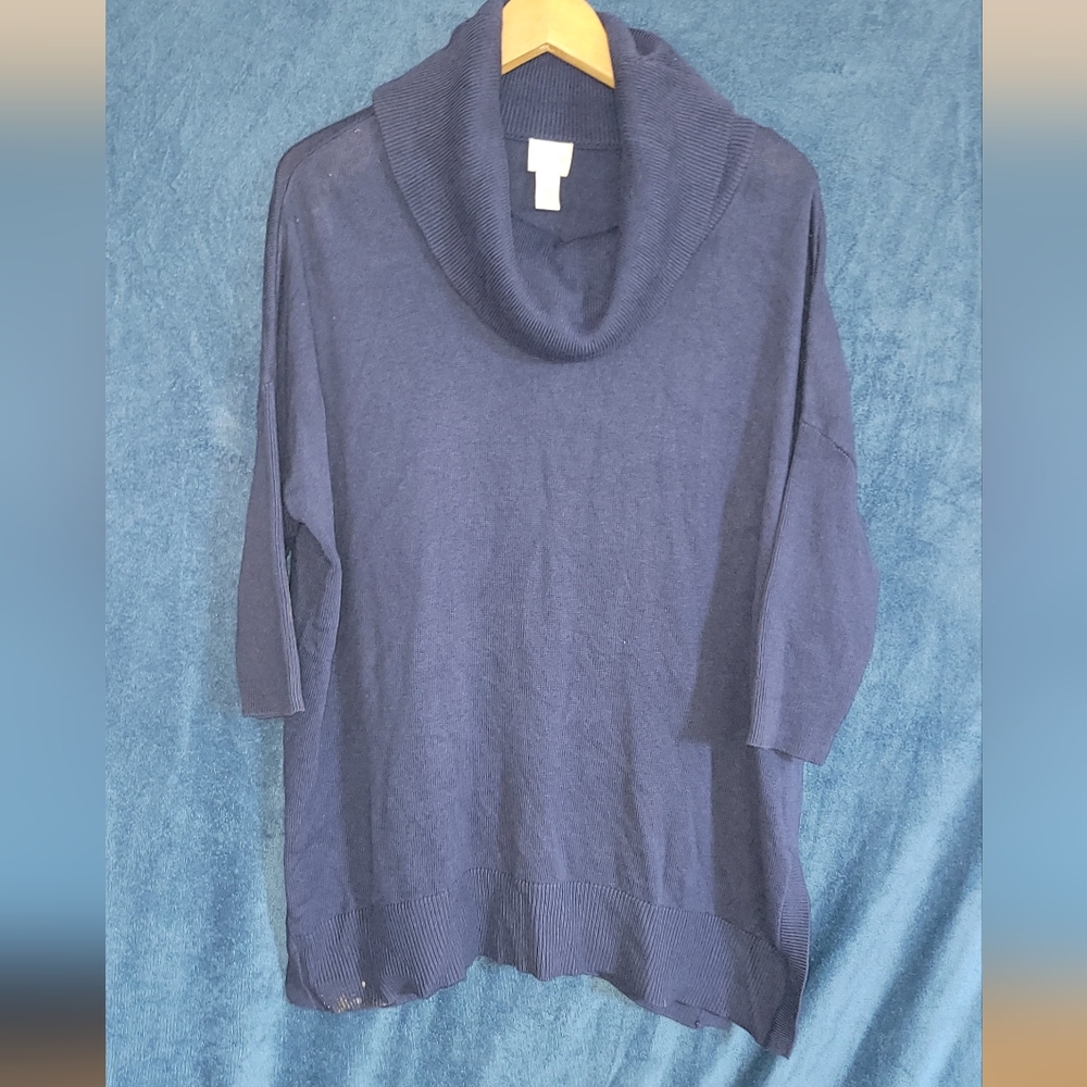 Chico's Navy Blue Cowl Neck Sweater